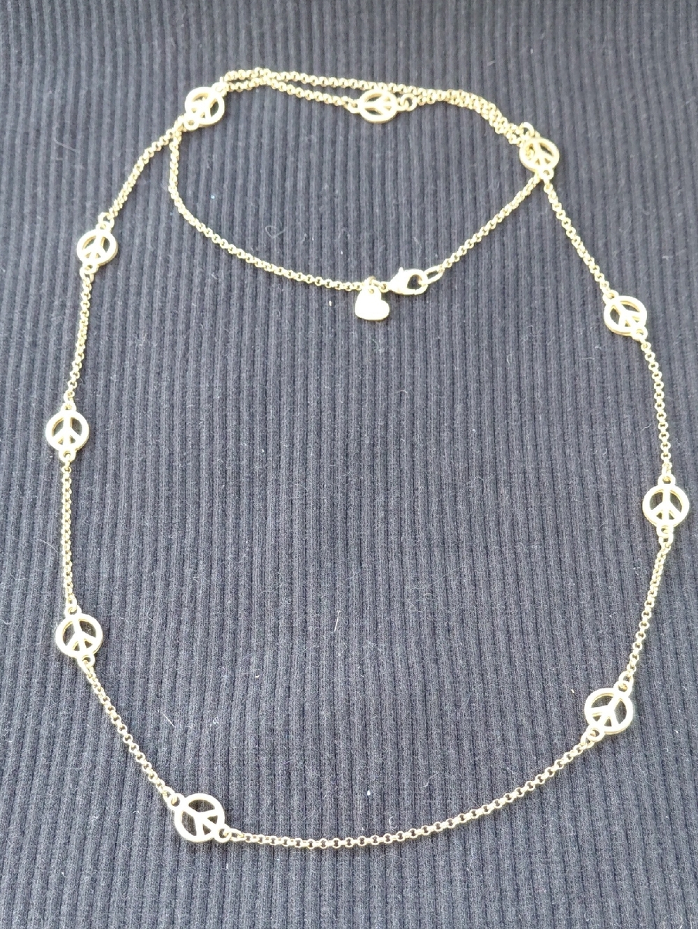 American Eagle 22in Peace Sign Necklace In Gold Tone